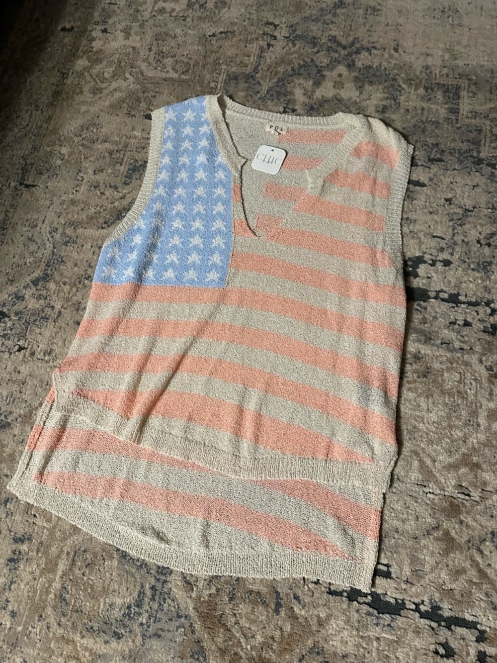 POL Patriotic Knit Tank NWT